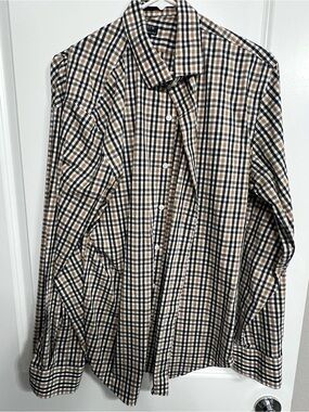 J. Crew Men's Black, Tan and White Plaid Button-Down Shirt
